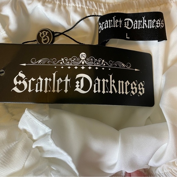 SCARLET DARKNESS Renaissance Medieval Pirate Shirring Steampunk Top White Size L - Picture 7 of 12